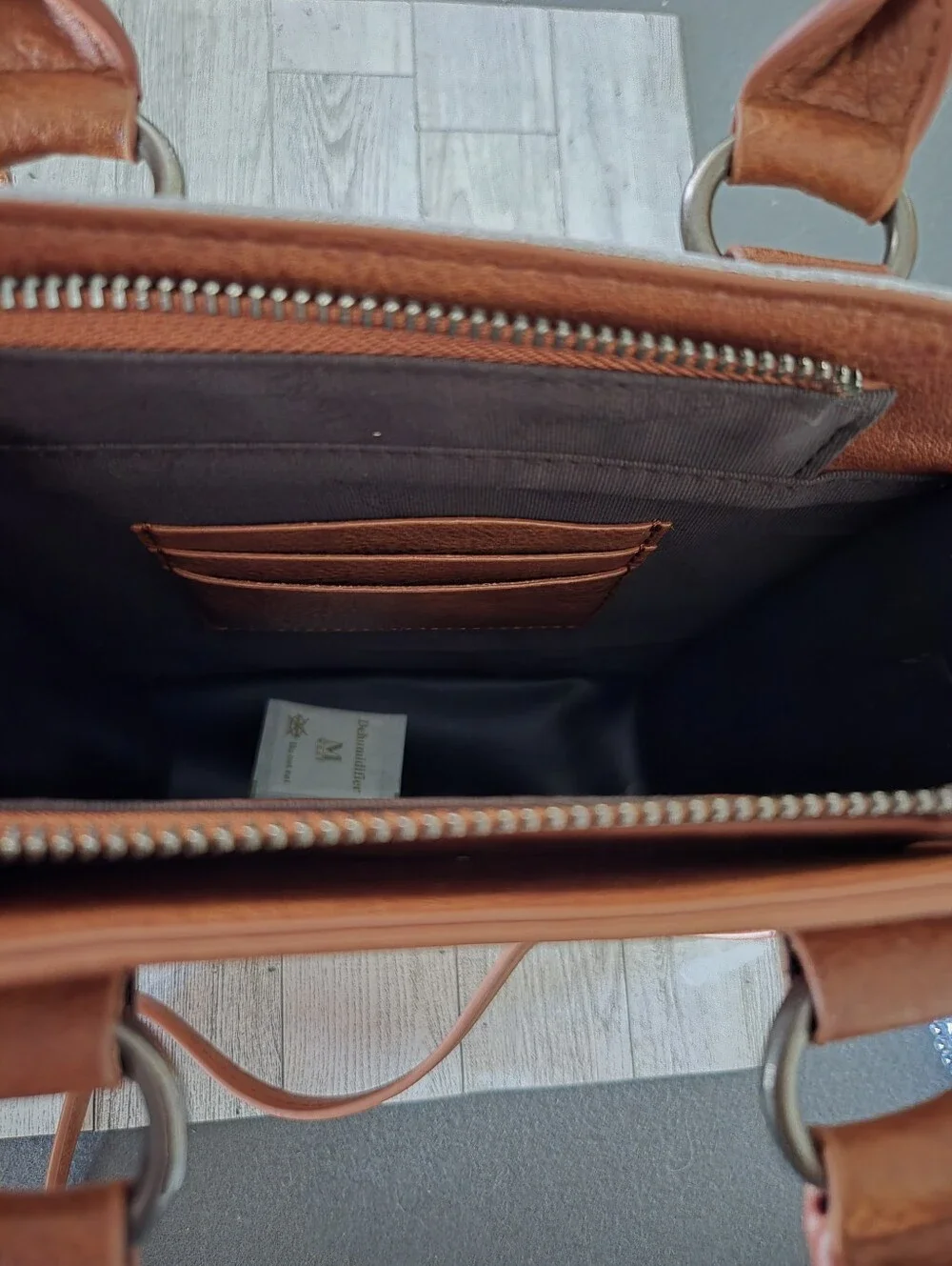 Trinity Ranch Brown Haircalf Leather Tote Bag with Top Handles